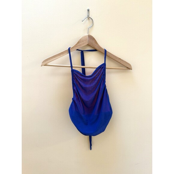 Cape Clique Y2K Blue Pink Halter Mesh Rave Top Medium NEW with Tag - Picture 2 of 5
